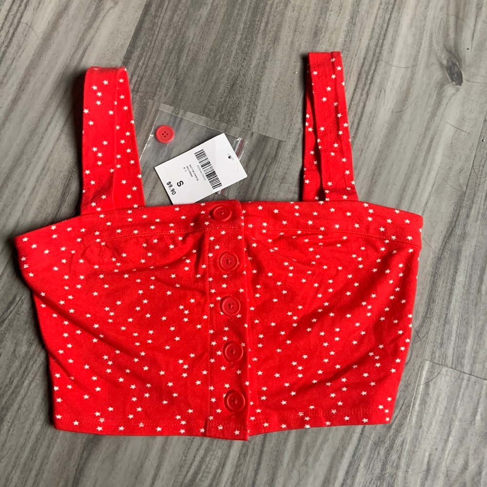 cropped red forever 21 tank with white stars